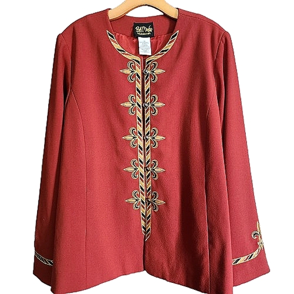 Womens XL Bob Mackie Colorful Embroidered Ornate Mob Wife Blazer Jacket - Picture 1 of 7